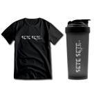 Kit Camiseta Dry Fit Esportiva Academia + Coqueteleira 600ml