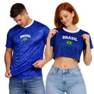 Kit Camiseta Masculina do Brasil e Cropped Feminino do Brasil para Casal