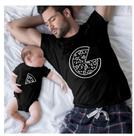 Kit Camiseta Pai Filho Filha pedaço pizza