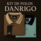 Kit Camiseta Polo 100% Algodão Marrom e Verde