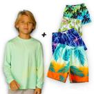 Kit Camiseta Proteção Solar UV + Short Tactel Verão Praia INFANTIL PLT 370