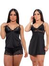 KIT Camisola e Baby Doll Pijama Sexy Renda Feminina Sedução
