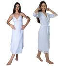 Kit Camisola Robe Longo Sensual Renda Conforto Feminino Luxo