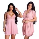 Kit Camisola Sexy Comum Vestido de Dormir Prático e Robe Roupão de Banho Kimono Kit Camisola Sexy Comum Vestido de Dormir Prático e Robe Roupão de Banho Kimono