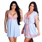 Kit Camisola Sexy Comum Vestido de Dormir Prático e Robe Roupão de Banho Kimono