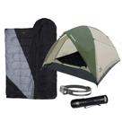 Kit camping Barraca de Camping Araguaia 4 Pessoas com Saco de Dormir e Lanternas Led Kit camping Barraca de Camping Araguaia 4 Pessoas com Saco de Dormir e Lanternas Led