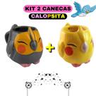 Kit Caneca 3d Calopsita Cerâmica 300ml Amarela + Caneca 3d Calopsita Cerâmica 300ml Cinza