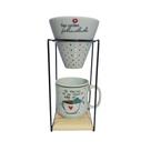 Kit Caneca + Coador em Porcelana com Suporte Metal Personalizado Menina Café Presente