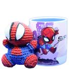 Kit Caneca com Amigurumi Herois Homem Aranha Kit Caneca com Amigurumi Herois Homem Aranha
