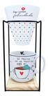 Kit Caneca Com Coador Em Porcelana + Suporte Menina No Café