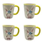 Kit Caneca De Páscoa Coelho Bloom 4 Peças 330ml