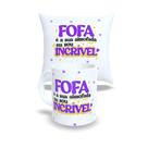 Kit Caneca de Porcelana e Almofada 30X30cm Branca Flork Debochado Estampa Irônica e Divertida