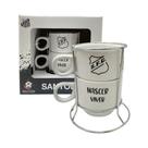 Kit Canecas Empilháveis Santos Com Aramado Xícara de Café Porcelana 150ml Torcida Jovem Futebol Cor:BrancoNome do Desen