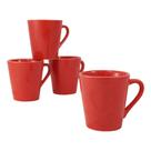 Kit Canecas Xicaras Café Chá Porcelana 120ml Coração Relevo Vermelho Quantidade:4 Kit Canecas Xicaras Café Chá Porcelana 120ml Coração Relevo Vermelho Quantidade:4