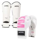 Kit Caneleira Classic White + Luva Boxe Muay Thai Kickboxing Maximum MXM White/Pink 14oz