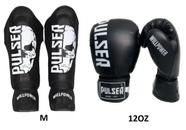 Kit Caneleiras Proteção 30 mm e Luvas de Boxe Muay Thai Escolha a Cor
