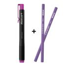 Kit Caneta Borracha 6.6mm Retrátil Colorida Mercur + 02 Refil Colorido Eraser Escolar Papelaria Escritório