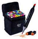 Kit Caneta Colorida Infantil Ponta Dupla 48 Pçs Com Estojo Colorido