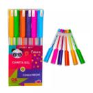 Kit Caneta em Gel Luluca 06 Cores Neon C/ Glitter Ponta 1.0mm Youtuber Escolar - Skypaper