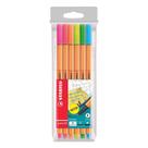 Kit Caneta Fineliner 0.4mm Point 88 6 Cores Neon - Stabilo