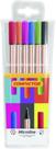 Kit Caneta Fineliner Compactor Microline com Ponta Porosa - 6 Cores Sortidas