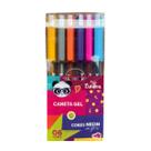 Kit Caneta Gel Luluca 06 Cores Neon C/ Glitter Ponta 1.0mm Escolar Pandinha - Skypaper