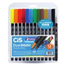Kit Caneta Marcadora Aquarelável Dual Brush 12 Cores com Blender - Cis