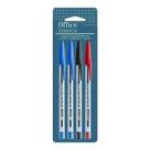 Kit Canetas Esferográficas Azul Preta Vermelha 4 Unidades - Office Basics Kit Canetas Esferográficas Azul Preta Vermelha 4 Unidades - Office Basics