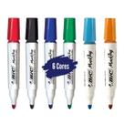 Kit Canetas Marcadores para Quadro Branco 6 Cores Vivas Recarregáveis Marking Qualidade BIC Escritório Escolas Cursos