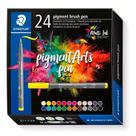 Kit Canetas Pigment Brush Pen Com 24 Cores Staedtler