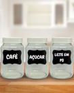 Kit Cantinho do Café 3 Potes Vidro 600 ML Com Caneta p/ escrever: Café, Açúcar, Biscoito, Chocolate Kit Cantinho do Café 3 Potes Vidro 600 ML Com Caneta p/ escrever: Café, Açúcar, Biscoito, Chocolate