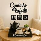 Kit Cantinho do Cafe Bandeja e Quadro Vazado Mdf Pintado Decorativo