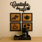 Kit Cantinho do Café em MDF com Bandeja, Quadros Decorativos e Frase, Decoração para Cozinha e Escritório