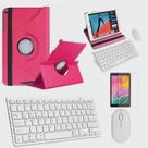 Kit Capa 360 Rosa Teclado e Mouse branco e Película Compativel Galaxy Tab A 8 T290/T297
