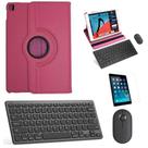 Kit Capa 360 Rosa / Teclado e Mouse preto e Película para iPad 2019 7a Geração 10.2"