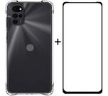 Kit Capa Ant Shock Transparente com bordas + Película 3d de Vidro temperado Moto G22