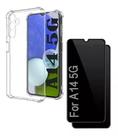 Kit Capa Anti Choque Transparente + Película Fosca Privativa para Samsung Galaxy A14 Anti Espião