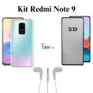 Kit Capa Anti Impactos + Película 3D de Vidro + Fone de Ouvido com Fio para Redmi Note 9 Kit Capa Anti Impactos + Película 3D de Vidro + Fone de Ouvido com Fio para Redmi Note 9