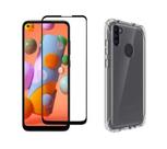 Kit Capa Anti Shock + Película de Vidro 3d Galaxy A11 Bordas Pretas