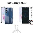 Kit Capa Anti Shock + Película Fosca Privacidade + Cabo USB Tipo C para Samsung Galaxy M35