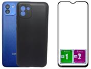 Kit Capa Aveludada Preta Para Galaxy A03 + Película 3D 9D Kit Capa Aveludada Preta Para Galaxy A03 + Película 3D 9D
