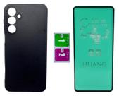 Kit Capa Aveludada Preta Para Galaxy A16 + Película Ceramica