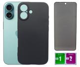 Kit Capa Aveludada Preta Para Iphone 16 + Pel. Privacidade Kit Capa Aveludada Preta Para Iphone 16 + Pel. Privacidade