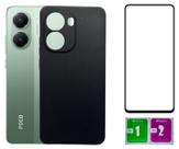 Kit Capa Aveludada Preta Para Poco X7 Pro 5g + Película 3D