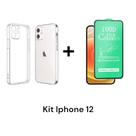 Kit Capa Capinha Anti Impacto Transparente + Película 9D Cerâmica Para Iphone 12