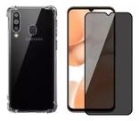 Kit Capa Capinha Anti Impacto Transparente + Película de Cerâmica Fosca Privacidade Para Samsung Galaxy A20