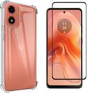Kit Capa Capinha Para Moto G04 Case Air Anti Impacto Transparente + Película De Vidro Temperado 3d Full Cover (Transparente + Vidro 3d)