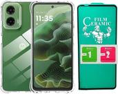 Kit Capa Capinha para Motorola G35 Anti Impacto Premium Transparente e Película Cerâmica 9D