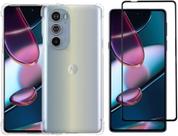 Kit Capa Capinha Para Motorola Moto Edge 30 Pro Tela de 6.7 Case Air Anti Impacto Transparente e Película De Vidro Temperado 3d Full Cover