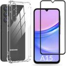 Kit Capa Capinha Para Samsung Galaxy A15 4g 5g Case Air Anti Impacto Transparente + Película De Vidro Temperado 3d Full Cover